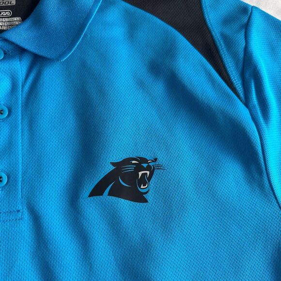 NFL Team Apparel TX3 Cool Panthers Polo Shirt in Blue and Black - Picture 5 of 8